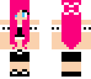 pink hair with black and white crop top