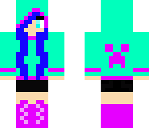girl with neon creeper hoodie