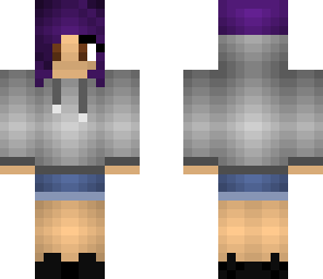 purple hair and hoodie