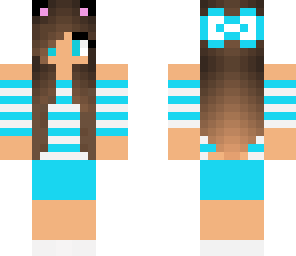 blue and white cat girl