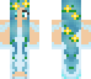 blue hair girl with blue dress