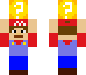 mario carrying a mystery block with a mushroom