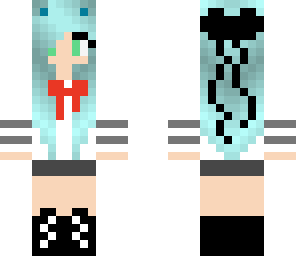 blue hair neko schoolgirl