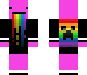pink throwing up rainbows