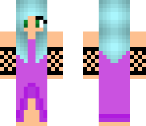 blue hair purple dress girl