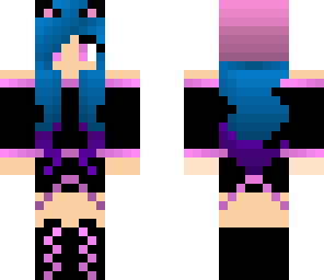 blue purple and pink emo girl