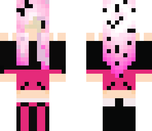 kawaii pink hair black sweater