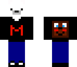 polar bear with markiplier 'm' and tiny box tim