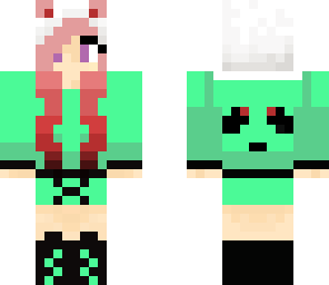 mint green and red panda bear