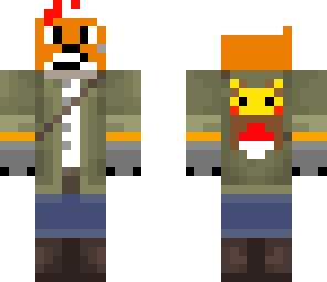 my gamer fox with pikachu in bag