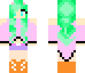 mint haired cat girl