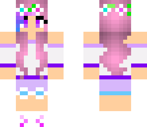girl skin with pink hair and blue hair