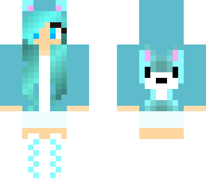 girl with a cute little blue fox hoodie