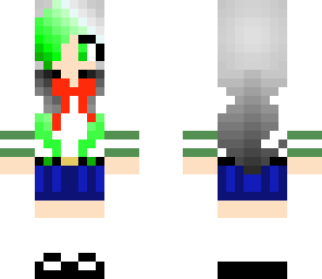 green haired school girl