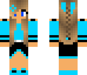 blue shirt with black skirt