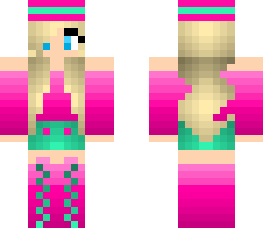 pink and minty green cute girl with top hat