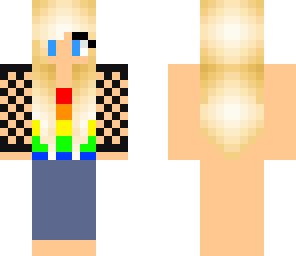 blonde girl with rainbow shirt