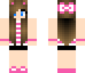 pink cat girl with bow