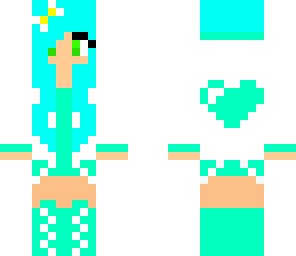 blue cute gamer girl with white flower
