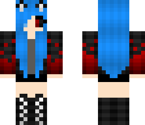 blue hair ghoul girl with kitty ears
