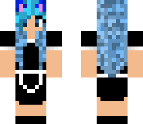 kawaii blue cat maid