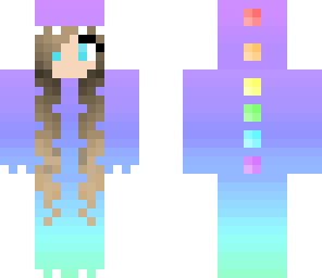 half rainbow dino girl