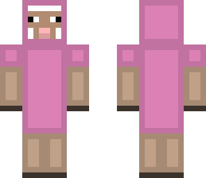 blocky pink sheep with a moustache