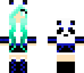 aqua and dark blue panda girl