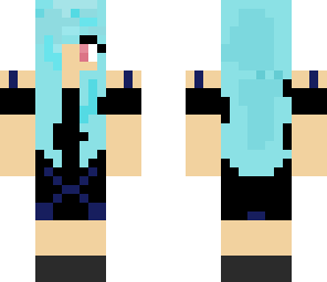 blue haired tomboy dj