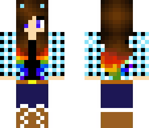 cute mint girl skin rainbow hair