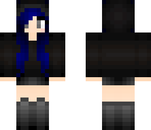 blue hair - black hoodie