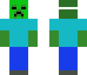 zombie wearing a creeper mask
