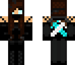 ninja herobrine girl with bow and sorwds