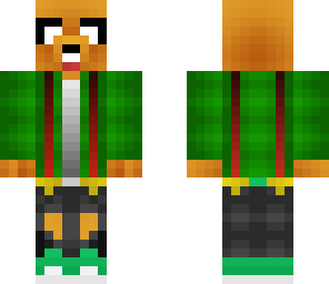 jake the dog wearing green jacket with suspenders