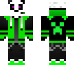 green panda with jacket