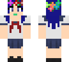 blue haired school girl