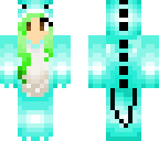 blue dino with lime green hair