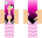 pink haired mermaid with flower in hair