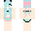 mint green bikini cat girl