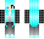 girl blue hair black shirt and pants penguin684