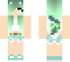 cat mint green hair girl