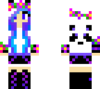 panda girl blue purple flowers