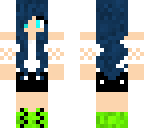 blue haired girl with headphones