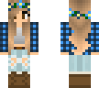 blue plaid tomboy with flower crown