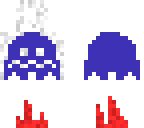 pacman ghost with red stripes