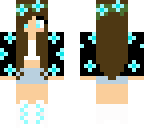 brown hair girl with blue flowers