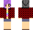 purple hair beanie and plaids