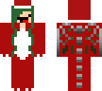 derpy girl wearing a christmas ender dragon onesie
