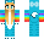 rainbow arms blue fox onsie