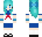 blue haired high school girl